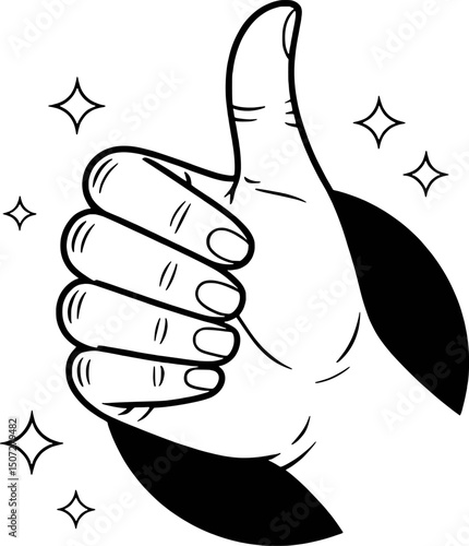 Hand giving thumbs up gesture positive approval