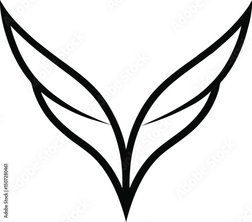 Elegant thin wing lines forming a subtle V shape, modern icon design, clean and symmetric silhouette vector.
