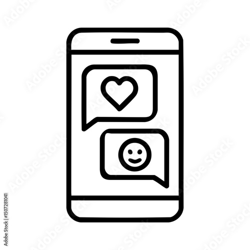 Positive Messaging App Icon With Heart And Emoji