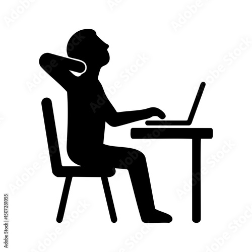 Office Neck Pain From Laptop Use Icon