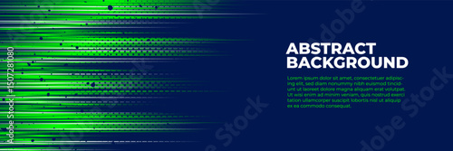 Abstract blue and green horizontal banner, sports background with dynamic shape and grunge texture