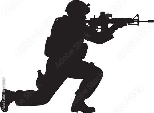 Army Soldier black silhouette design vector