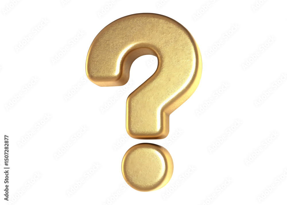 Naklejka premium Golden question mark isolated on white background PNG
