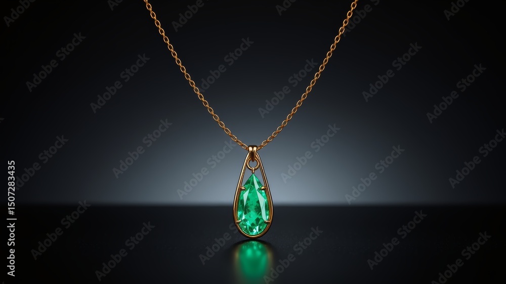 Sleek Gold Chain with Emerald Accent Sleek Gold Chain with Emerald Accent