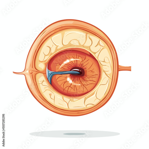 Detailed Eye Anatomy Illustration Featuring Pupil Iris Lens and Optic Nerve on White Background for Educational Medical Purposes