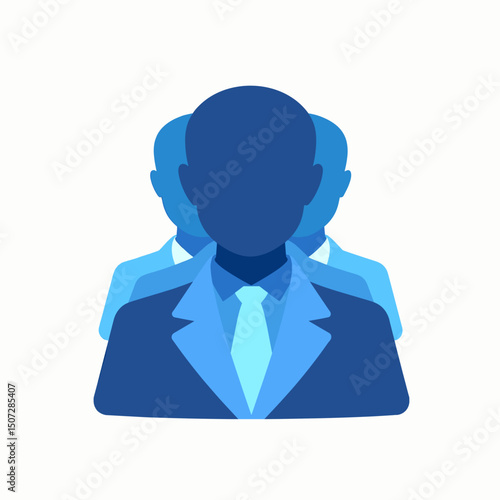 Abstract representation of business team members in blue tones  