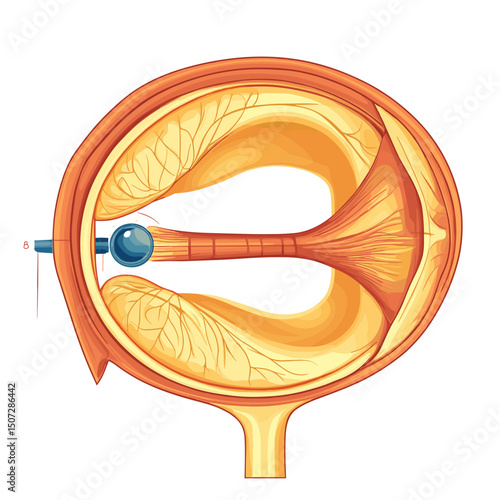 Detailed Illustration of Human Eye Anatomy Showing Inner Structures and Optic Nerves in Cross Section Medical Visual Guide