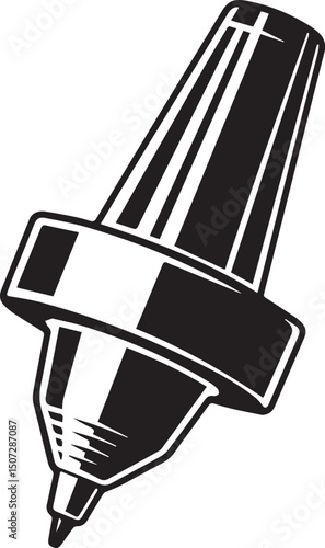 3D Print Nozzle Icon Silhouette Vector | Sharp Black Vector Art for Technical Illustration
