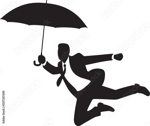 Umbrella in the Rain: A monochromatic artistic depiction of an umbrella shielding from a downpour, emphasizing protection and weather-related elements.