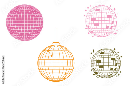 Retro Disco Ball Clipart Set