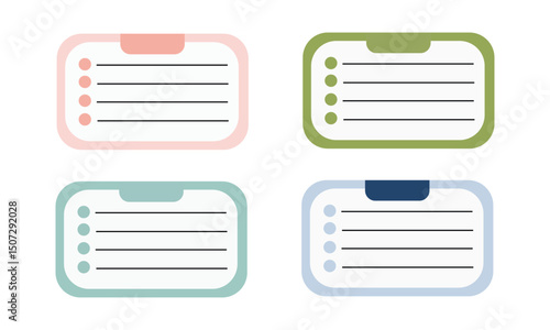 Set of notebook icons in different styles. Colorful line version, vector illustration