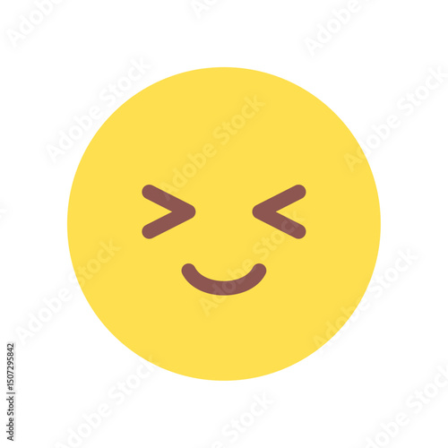 目を閉じで笑っている顔の絵文字 - シンプルでかわいい顔のデザイン素材