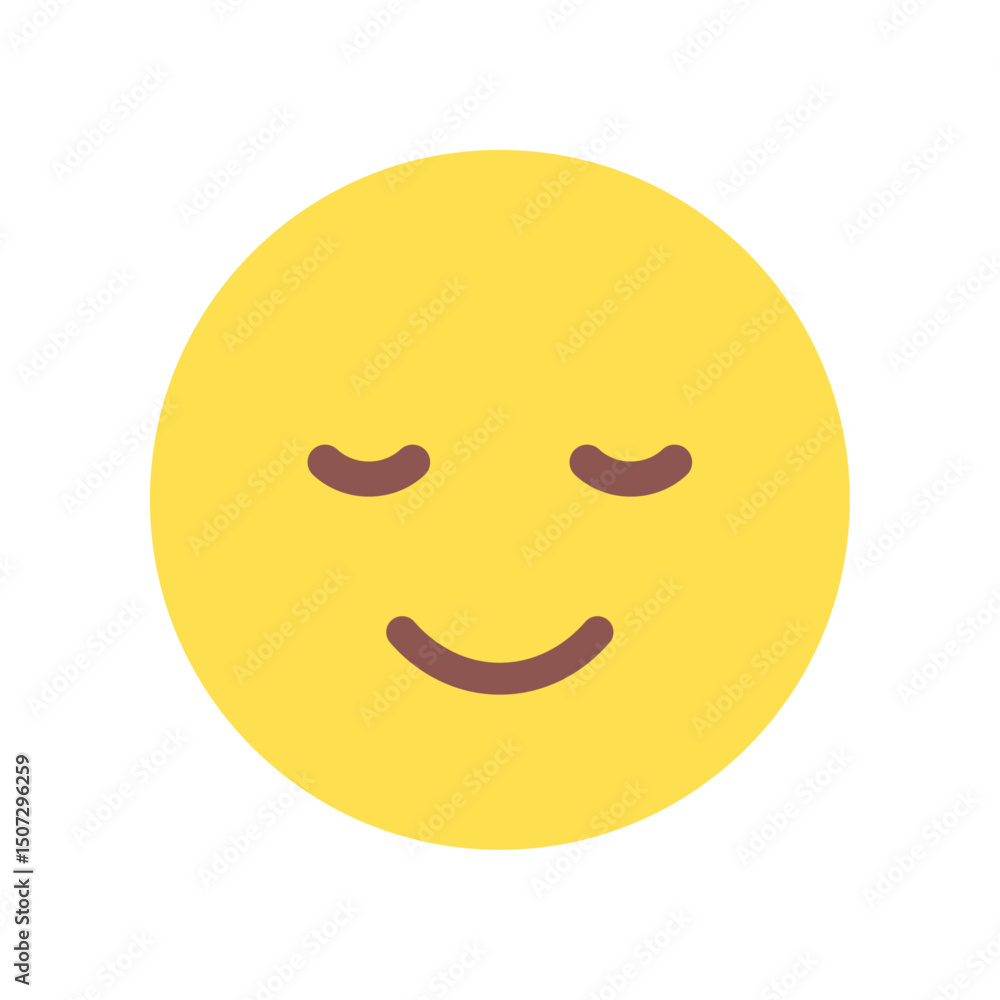 Fototapeta premium 微笑んでいるシンプルでかわいい絵文字 - リラックスした笑顔のアイコン