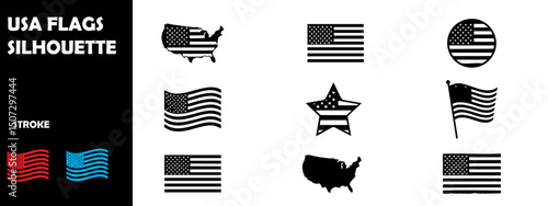 United States Flags Collection – American Flag Vector Set