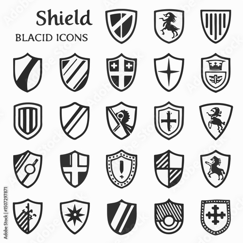 Shield Icon Set – Protective, Security & Defense Symbols,  Security & Protection Symbols,  Safety Vector Pack, Powerful Symbols for Trustworthy Designs, Cybersecurity & Protection