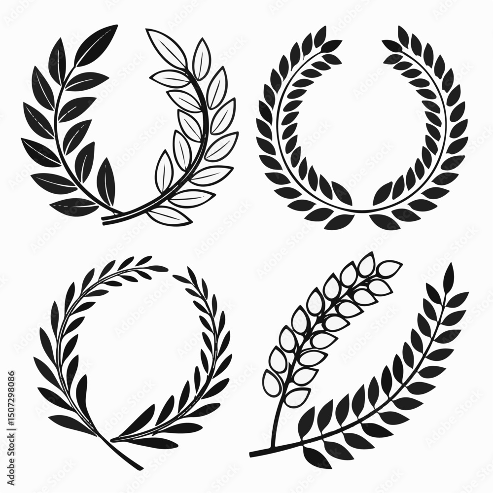 Elegant Laurel Wreath Icons Set – Classic Victory & Award Symbols for Premium Designs, Timeless Symbols of Victory & Prestige, Classic Award Symbols for Graphic Projects Elegant Laurel Wreath Icons Set – Classic Victory & Award Symbols for Premium Designs, Timeless Symbols of Victory & Prestige, Classic Award Symbols for Graphic Projects