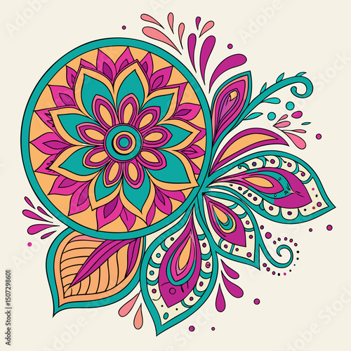 abstract vector background with flowers, pattern, vector, illustration, design, decoration, art, flower, floral, wallpaper, color, frame, card, texture, cartoon, circle, fish, style, shape, music, ret