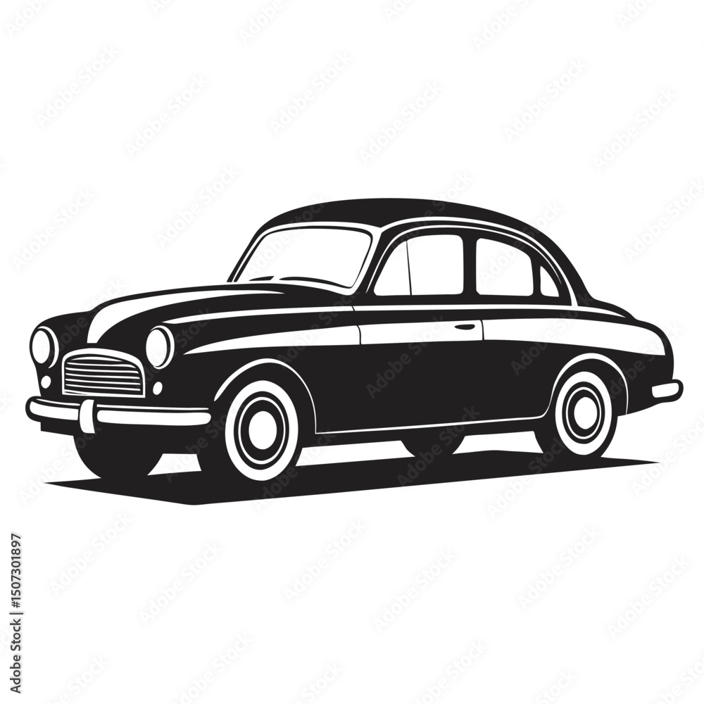 Fototapeta premium Vintage Car Classic Automobile Retro Black White Art