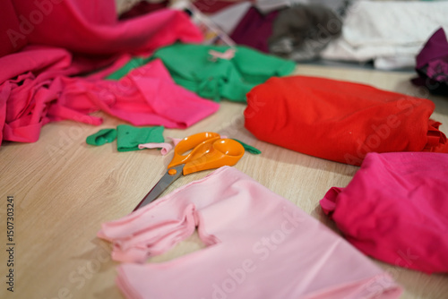 Sewing workshop for kids. Close up. 