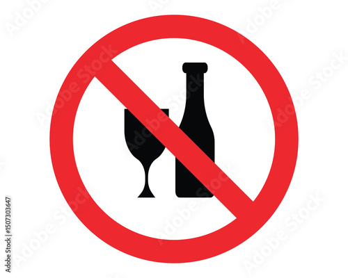 No Alcohol and Cigarettes Vector Icons – Prohibited Symbol Set for Warning Signs.