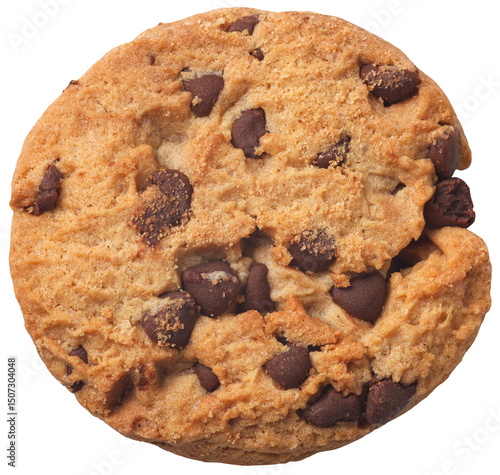 vegan chocolate chip cookie with no shadow isolated on transparent background