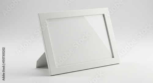 White square picture frame, angled on a plain background