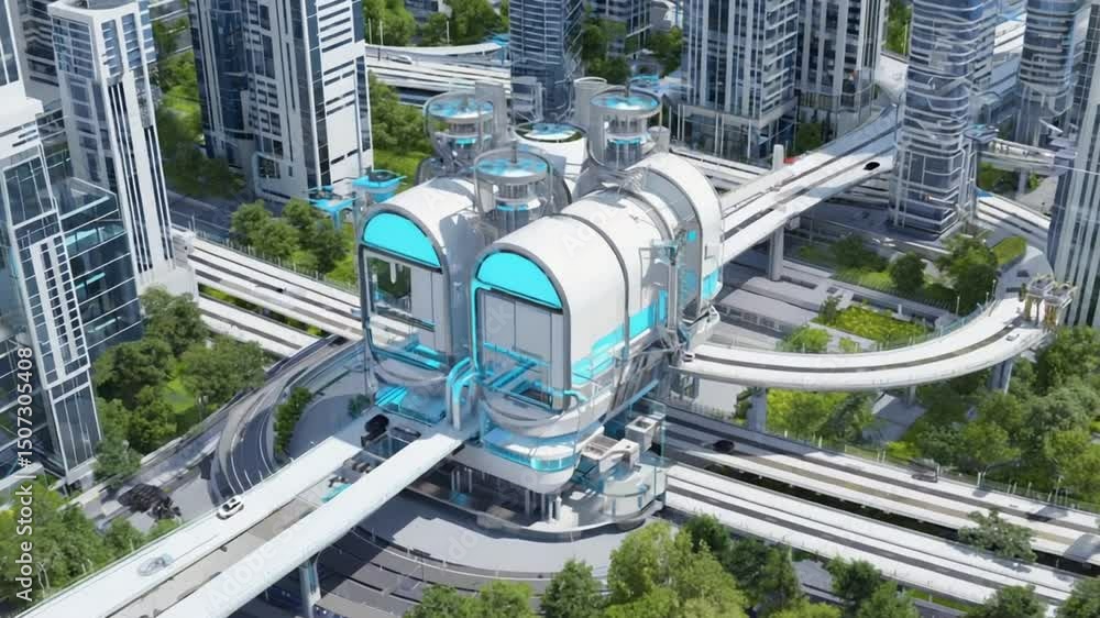 Stockvideo Compact small modular reactor powering smart city ...