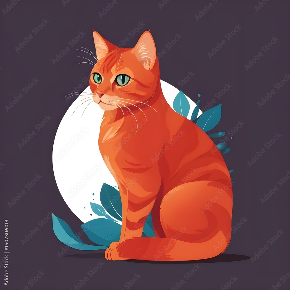 Fototapeta premium vector illustraion of a red cat
