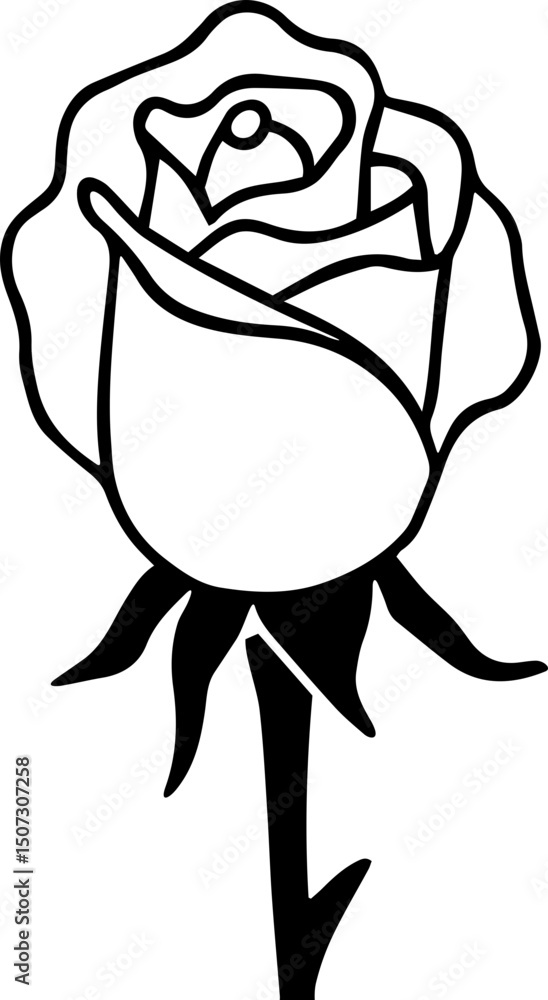 Fototapeta premium rose vector outline transparent pattern