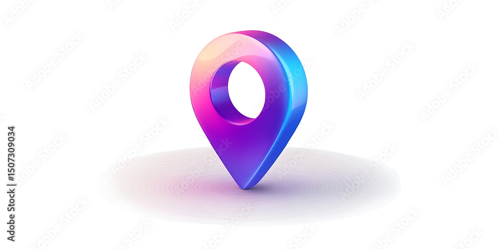 Isolated location pin with vibrant gradient on white space Isolated location pin with vibrant gradient on white space