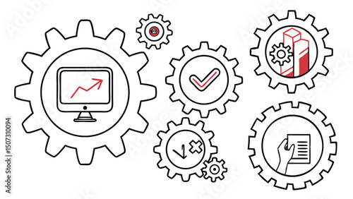 Outlined Gear and Settings Icon Set – Configuration, System, and Software Symbols