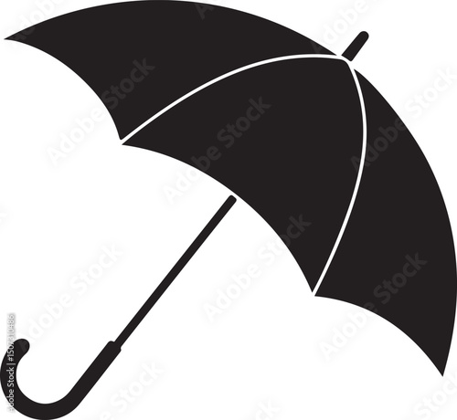 Umbrella in the Rain: A monochromatic artistic depiction of an umbrella shielding from a downpour, emphasizing protection and weather-related elements.