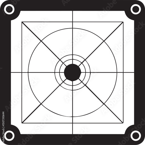 Carrom Play Area Silhouette Vector | Geometric Black Vector Art for Strategy Game Illustration