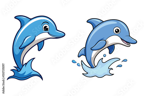 Cartoon style dolphin fish vector clipart illustration