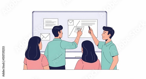 Team Collaboration During Business Presentation Using Whiteboard for Strategy Planning