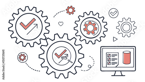 Outlined Gear and Settings Icon Set – Configuration, System, and Software Symbols