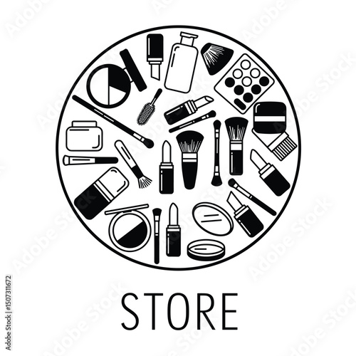 Beauty cosmetics icon set
