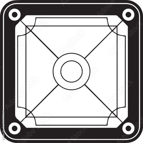 Carrom Play Area Silhouette Vector | Geometric Black Vector Art for Strategy Game Illustration