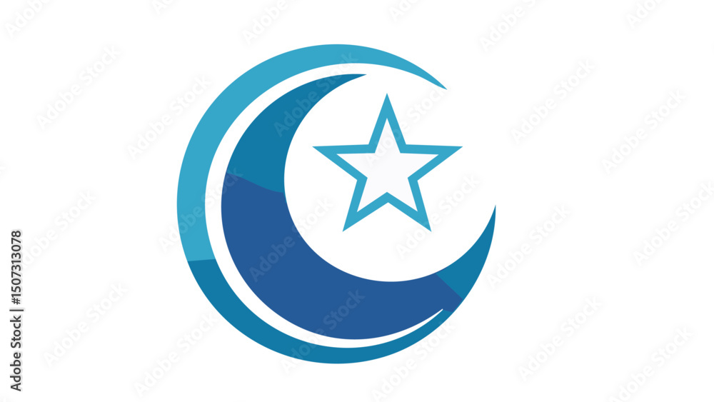 Simple Minimalist Crescent and Star Design Simple Minimalist Crescent and Star Design