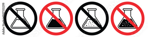 No Chemical and Toxin-Free Vector Icons – Thin Line Safety and Warning Symbol Set.