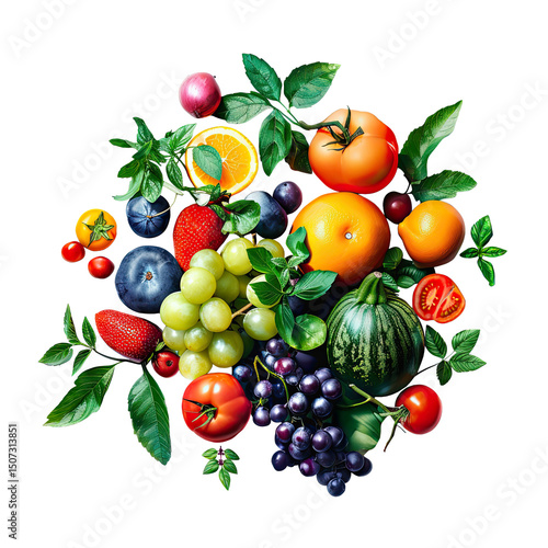 Dark fruit and berry mix Grape, blueberry, fig, plum, black currant and blackberry isolated on white background. Creative layout. Flat lay, top view. Design element, isolated with clipping path