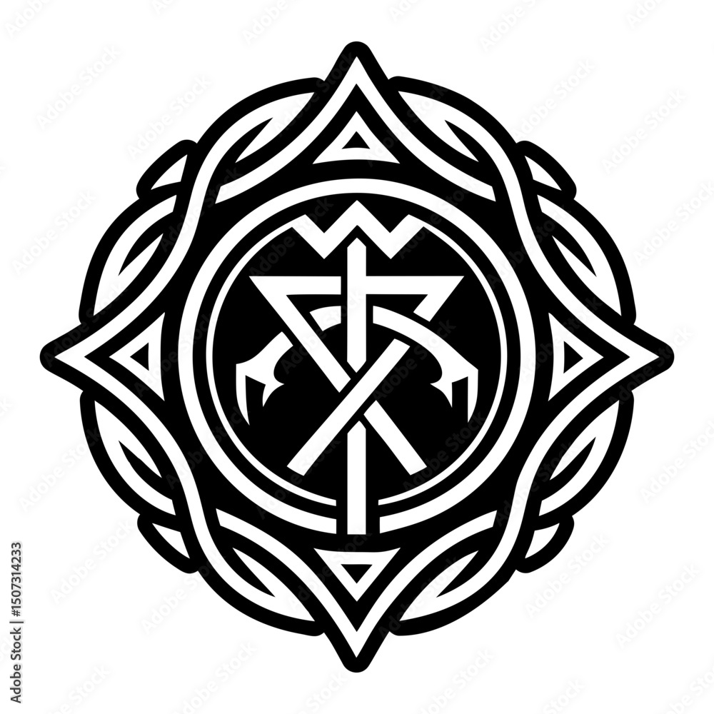 A solid style icon of rune symbol A solid style icon of rune symbol