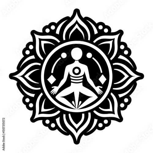 A glyph style icon of meditation symbol