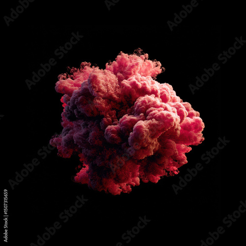 Pink smoke bursts on black backdrop