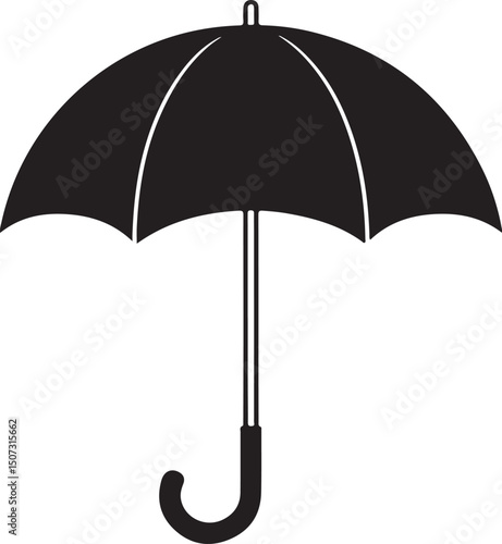 Umbrella in the Rain: A monochromatic artistic depiction of an umbrella shielding from a downpour, emphasizing protection and weather-related elements.