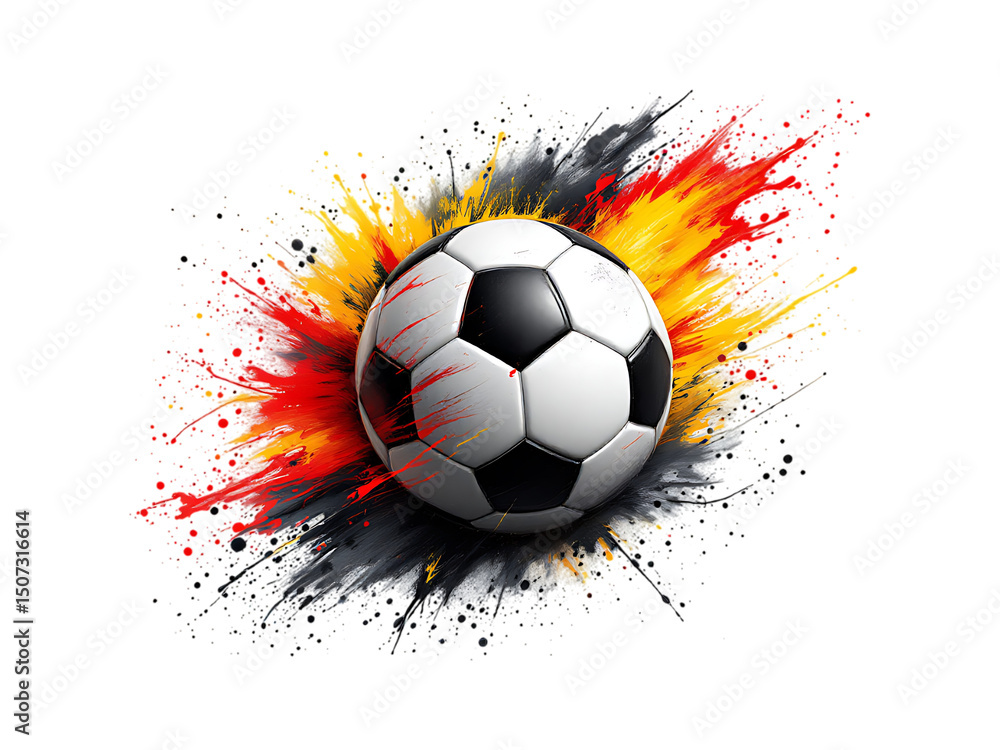 Fototapeta premium Soccer ball with vibrant color explosion. Sport, energy, action.