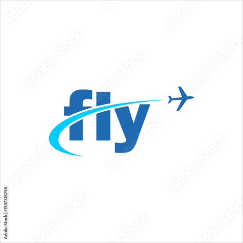 Modern Travel Logo Design with Airplane and Swoosh Elements for Vacation Agency or Airline Company Vector Illustration Template