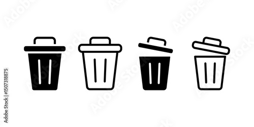 Trash icon set. flat illustration of vector icon on white background
