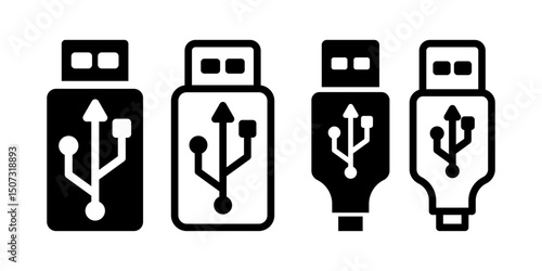 Usb icon set. flat illustration of vector icon on white background