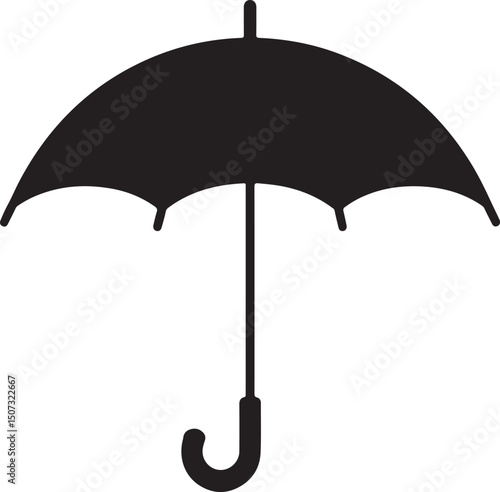 Umbrella in the Rain: A monochromatic artistic depiction of an umbrella shielding from a downpour, emphasizing protection and weather-related elements.